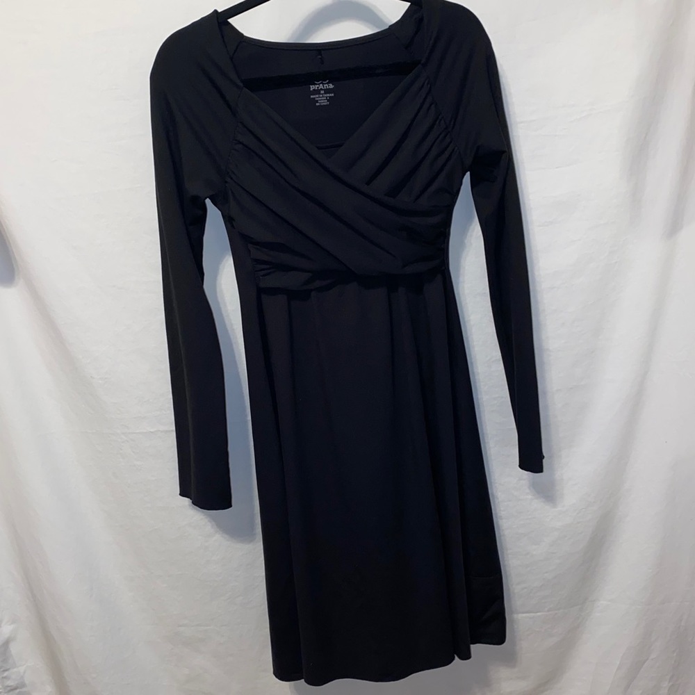 Prana long sleeve crisscross black dress